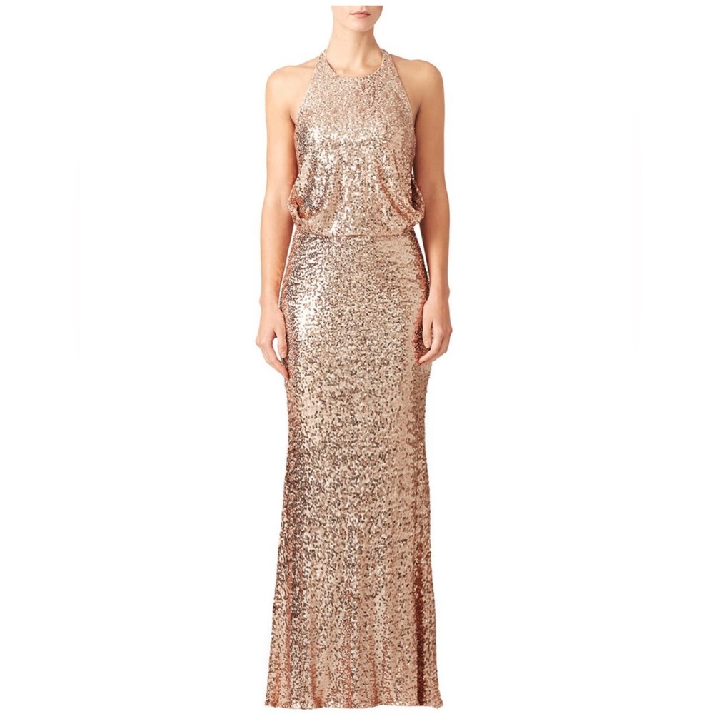 Badgley Mischka “ Blush Maria “ sequin gown 0 regular
